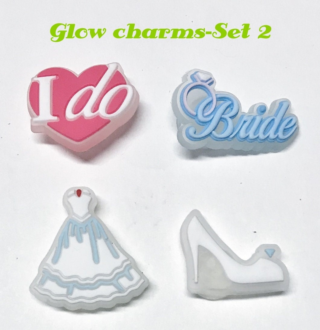 Glow in the dark shoe charm sets-reduced prices, camp, bunny, dinosaur