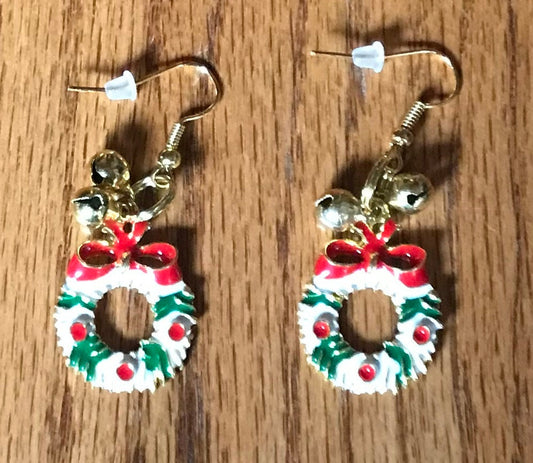 Christmas dangle earrings, alloy charms, Santa, snowman, gift, tree, stocking, mittens, snowflakes, wreath, bells, gifts, stocking stuffers, fast shipping