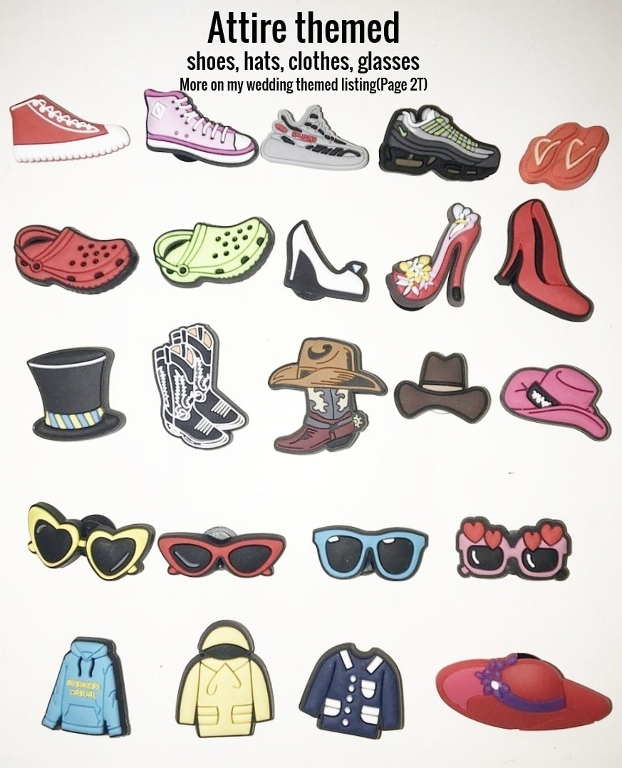 Attire themed shoe charms-shoes, glasses
