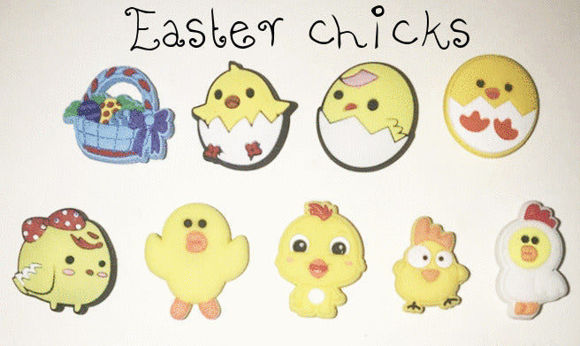 Easter shoe charms, bunnies, chicks