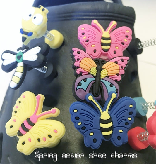 Spring action shoe charms-shake-swing-cartoon and movie themed