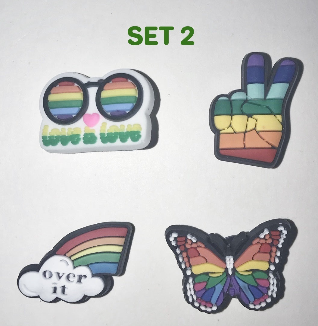 Pride/rainbow themed shoe charms, by the set or individually
