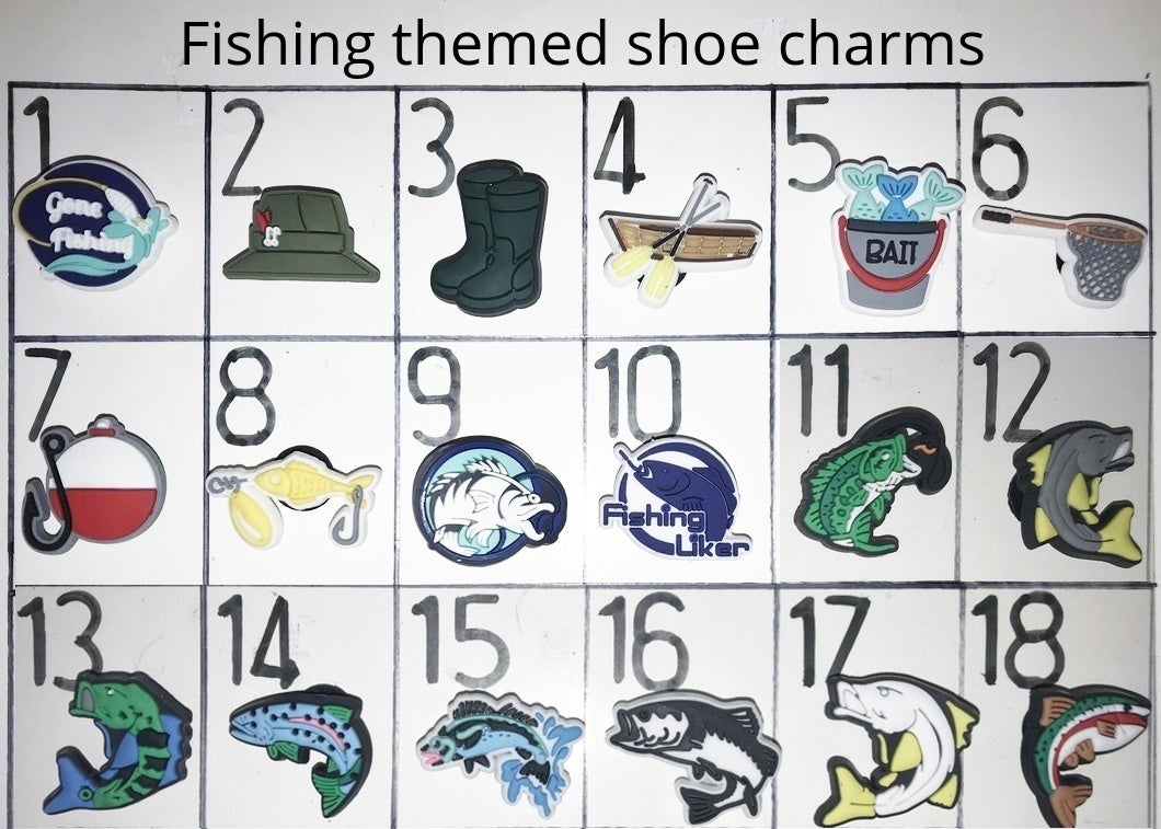 Fishing themed shoe charms