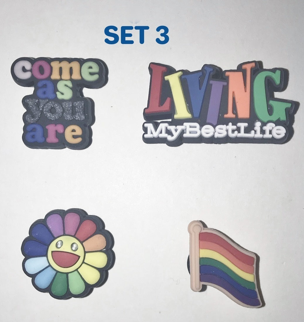 Pride/rainbow themed shoe charms, by the set or individually