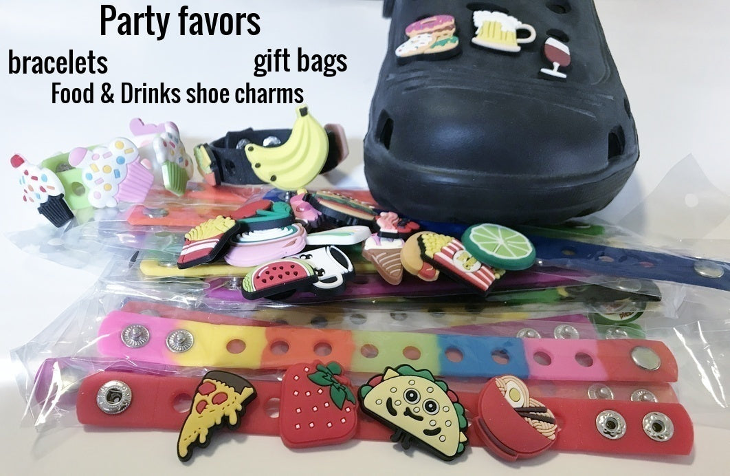 Food and drinks shoe charms, ice cream, taco, pizza, fruit